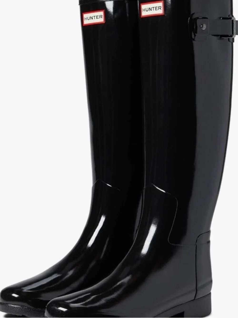 Hunter Women's Black Gloss Tall Rain Boots Size 6